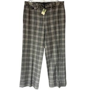 NWT Vintage Robert Rodriguez Gray Silver Metallic Wool Blend Plaid Pants Sz 6